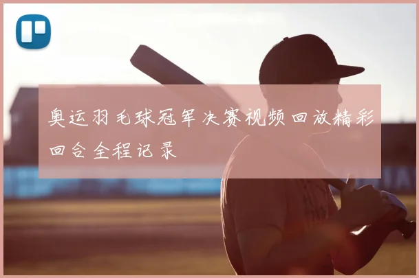 奥运羽毛球冠军决赛视频回放精彩回合全程记录